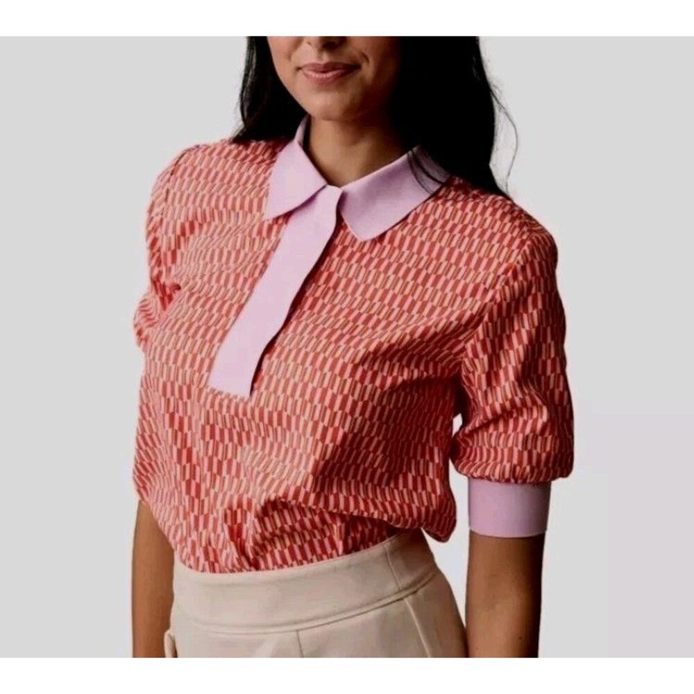 A. Putnam Half Sleeve Polo Shirt Loose Golf Tennis Womens  pink orange sz XL NEW